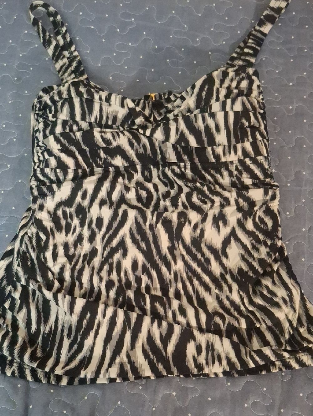 Alex Marie Women’s Black and White Zebra Print Tankini Top size 8